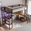Whisen Twin Size Metal Loft Bed with Built-in Work Station, LED and Multiple Storage - 3 of 4