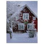 Northlight LED Fiber Optic Lighted Red Snowy Barn House Christmas Wall Art 15.75" x 12"