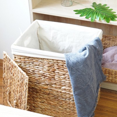 Eco-Friendly Water Hyacinth Wicker Laundry Hamper with Lid