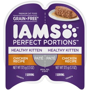 IAMS Perfect Portions Healthy Chicken Flavor Pate Kitten Wet Cat Food - 2.6oz - 1 of 4