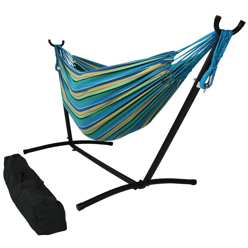 Sunnydaze Large Double Brazilian Hammock with Stand and Carrying Case - 400 lb Weight Capacity, 1 of 15