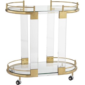 55 Downing Street Adaline 29 1/2" Wide Clear Acrylic and Gold Oval Bar Cart - 1 of 4