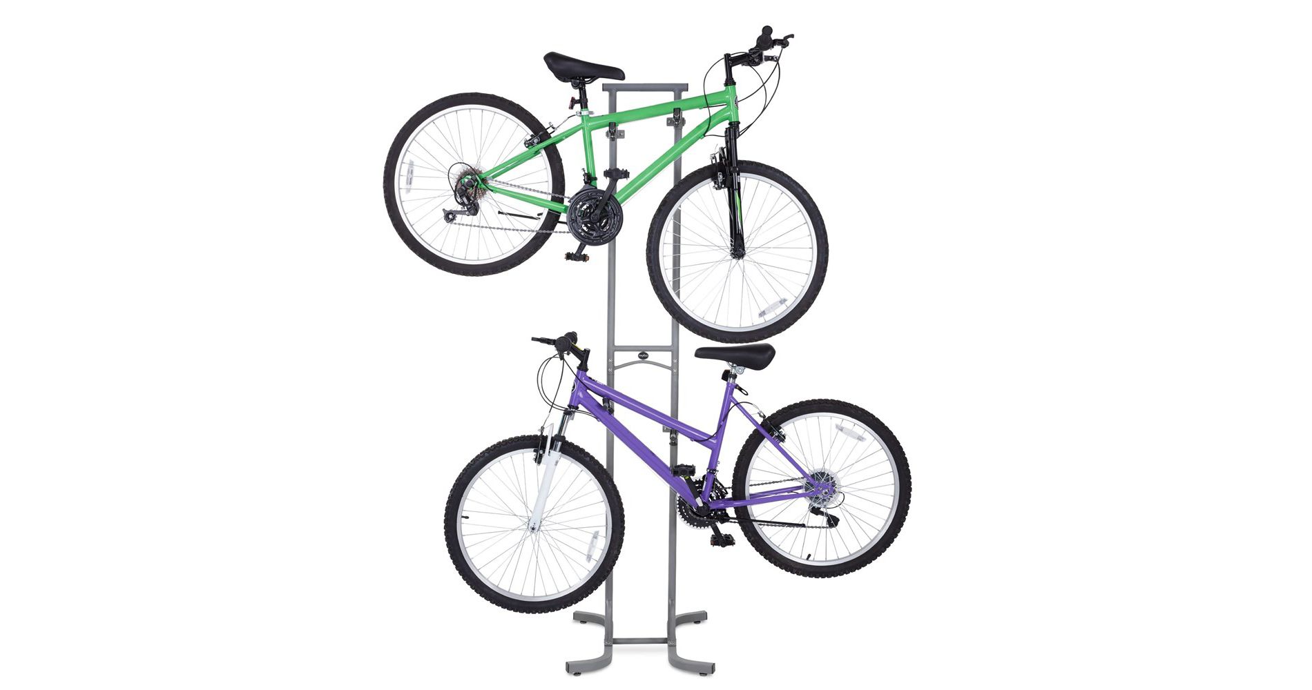 RaxGo Freestanting Bike Storage Rack, 2 Bicycle Stand W/Adjustable Hooks, for Mountain & Road Bikes