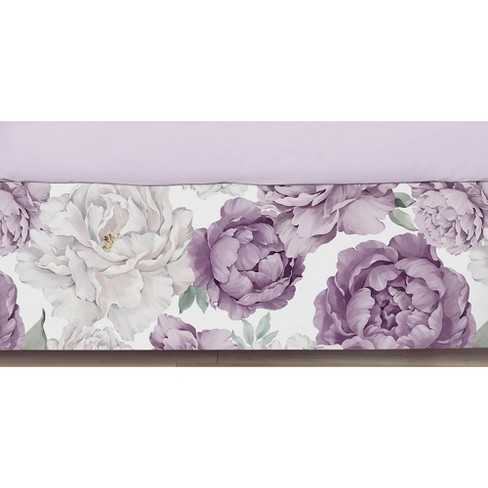 Sweet Jojo Designs Girl Baby Crib Bed Skirt Peony Floral Garden Purple and Ivory - image 1 of 3