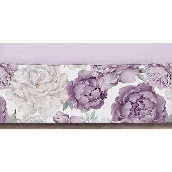 Sweet Jojo Designs Girl Baby Crib Bed Skirt Peony Floral Garden Purple and Ivory