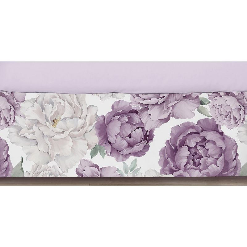 Sweet Jojo Designs Girl Baby Crib Bed Skirt Peony Floral Garden Purple and Ivory, 1 of 5