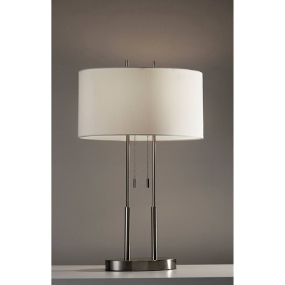 Adjustable Brushed Steel Table Lamp with White Shade