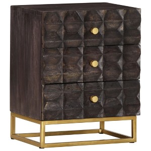 vidaXL Bed Cabinet Black 15.7"x11.8"x19.7" Solid Mango Wood - 1 of 4