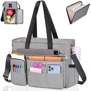 Women Laptop Tote Bag 2Pcs, 15 Teacher Work Bag Computer bag w/Expandable File Folde - 1 of 4