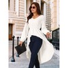 Seta T Women's High Low Hem Long Sleeve V Neck Elastic Waist Asymmetrical Irregular Hem Casual Tops Blouse - 2 of 4