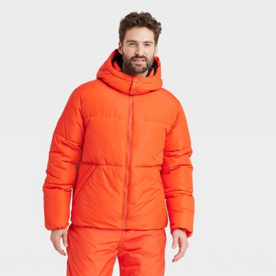 Mens puffer jacket orange best sale