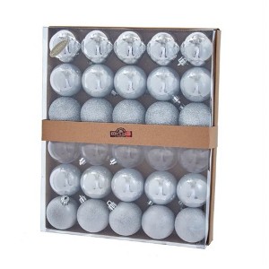 Kurt Adler Shatterproof Christmas Tree Ornaments Set, Multi-finished Silver Balls, 2.5" (30-Count) - 1 of 1