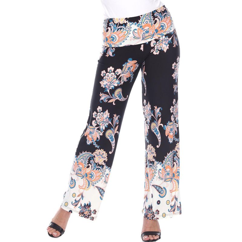 Women's Floral Paisley Printed Palazzo Pants - White Mark, 2 of 4