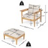 Outdoor Chaise Lounge Chair with Ottoman,Armrests Chair with Acacia Wood Frame and Cushions,Patio Garden Relaxing Lounger Set-Coolbibila - 4 of 4