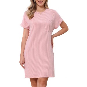 INSPIRE CHIC Women's Striped Summer Crew Neck Short Sleeve Casual Shift Mini Dress - 1 of 4