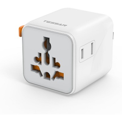 Universal Travel Adapter, International Power Adapter with Dual AC Outlet, Small Worldwide Plug Adaptor for US to Europe UK Australia Ireland Japan