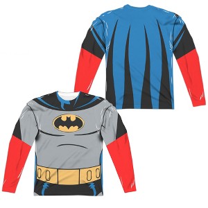 Men's Batman The Animated Series Batman Uniform Front Back Print Long Sleeve Costume T-Shirt - 1 of 4