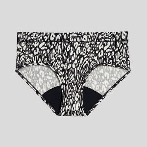 Thinx Women's Wildcat Print Briefs - Black/White - 1 of 4