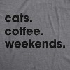 Womens Cats Coffee Weekend T Shirt Cat Mom Tee Addicted to Caffeine Top - Crazy Dog Women's T Shirt - 2 of 4