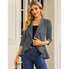 Coolmee Women's Casual Blazers 3/4 Sleeve Open Front Lightweight Cardigan Drape Ruffles Work Office Suit Blazer Jackets - 2 of 4