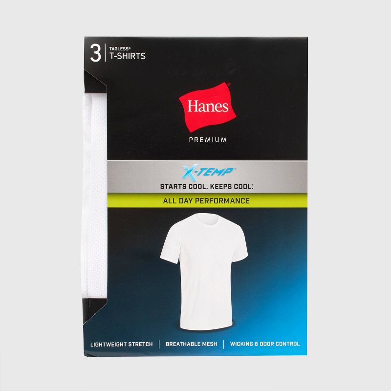 Hanes Premium Men's X-Temp Mesh Short Sleeve Crewneck T-Shirt 3pk - White, 5 of 6