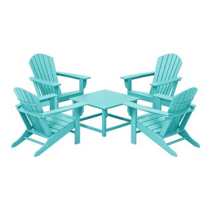 WestinTrends Dylan 5-Piece Outdoor Patio HDPE Adirondack Chair With Square Coffee Table Conversation Set - 1 of 4