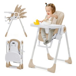 Folding High Chairs for Babies and Toddlers with Removable Tray, Lightweight Baby High Chair, 5-Point Safety Harness, Multiple Recline Positions - 1 of 4