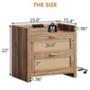 Rattan Nightstand Set of 2, Modern Bedside Table with 2 Drawers, Sofa Side Table for Small Spaces, Wooden Accent Table End Table for Living Room - 3 of 4