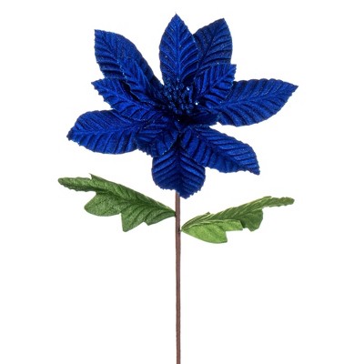 Vickerman 22" Velvet Glitter Trim Poinsettia