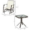 3 Piece Outdoor Glider Chair with Coffee Table Bistro Set, 2 Patio Rocking Swing Chairs with Breathable Sling Fabric, Glass Tabletop - 3 of 4