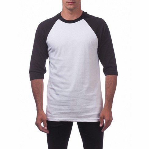 Pro Club Men s Comfort Baseball Tee Crew Neck T Shirt White Black Medium