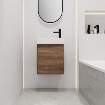 Floating Small Bathroom Vanity With Sink And Soft Close Door - ModernLuxe