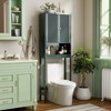 Tangkula 66" Over the Toilet Storage Cabinet w/Fluted Doors Adjustable Shelf & Bottom Bar - 2 of 4
