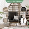 Wicker Egg Chair – Oversized PE Rattan Lounge Chair with Thick 4-inch Cushion & Metal Stand, Waterproof (Black) - 3 of 4