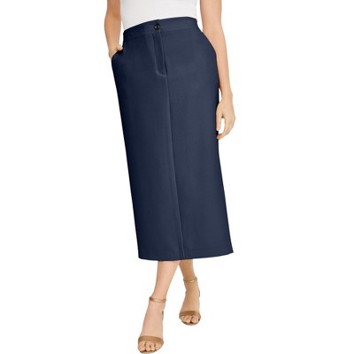 Jessica London Women's Plus Size Tummy Control Bi-Stretch Midi Skirt