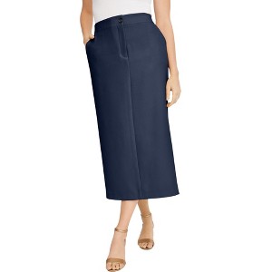 Jessica London Women's Plus Size Tummy Control Bi-Stretch Midi Skirt - 1 of 4