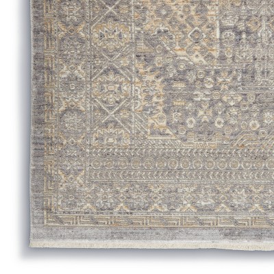 Grey and Beige Hand-Knotted Medallion Runner Rug