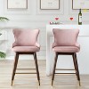 Roundhill Furniture Leland Fabric Upholstered Counter Height Wingback Stools, Pink, Set of 2 - 2 of 4