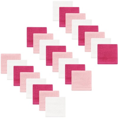 Basic Pink 24-Pack Hudson Baby Unisex Baby Cotton Bundle Washcloths 12X12 In 