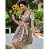 Women's Lace Embroidered 3-Piece Dress Costume Mini Dress White Off Shoulder Crop Top Pink Sheer Apron - 4 of 4