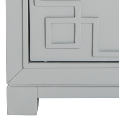 Raina Transitional Greek Key 3-Drawer Nightstand in Grey