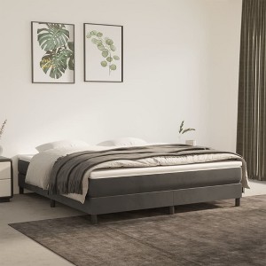 Bed Frame Dark grey Velvet, plywood, engineered wood King - 1 of 4