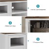 Homhougo Farmhouse TV Stand with LED Lights, Entertainment Center for 65 Inches Televisions, TV Console with Storage Cabinets and Open Shelves, White - 4 of 4