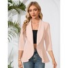 Womens 3/4 Sleeve Open Front Peplum Blazer Causal Business Notched Lapel Jacket Lightweight Slim Fit Suits Office Formal Blazer Jacket - Apricot,2XL - 3 of 4