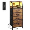 GALAXHERO Dresser with 4 Drawers Tall Nightstand and End Table with Charging Station LED Light, Fabric Bins, Wood Shelf, USB Ports and Outlets - 2 of 4