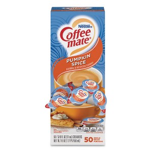 Coffee mate Liquid Coffee Creamer, Pumpkin Spice, 0.38 oz Mini Cups, 50/Box - 1 of 4
