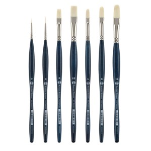 Borciani e Bonazzi Unico Bianco Synthetic Paint Brush Assorted Shapes -Set of 7 - Acrylic, Oil, Gel, Impasso Painting - Ergonomic Handle, - 1 of 4
