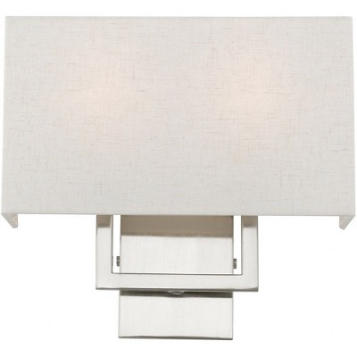 Brushed Nickel 2-Light Wall Sconce with Fabric Shade