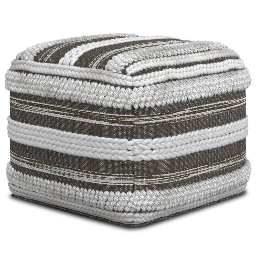 Photos - Pouffe / Bench Silva Square Pouf Natural/Taupe Gray - WyndenHall: Handloom Woven, Cotton, Indoor Use, 250lb Capacity