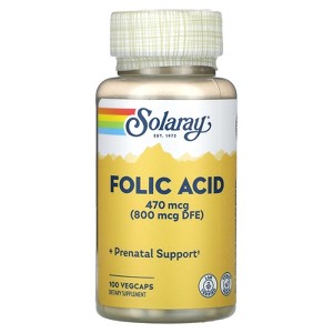 Solaray Folic Acid, 470 mcg, 100 VegCaps - 1 of 4